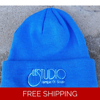 Le Studio Winter Hat Sky Blue White & Blue Front Logo TOS